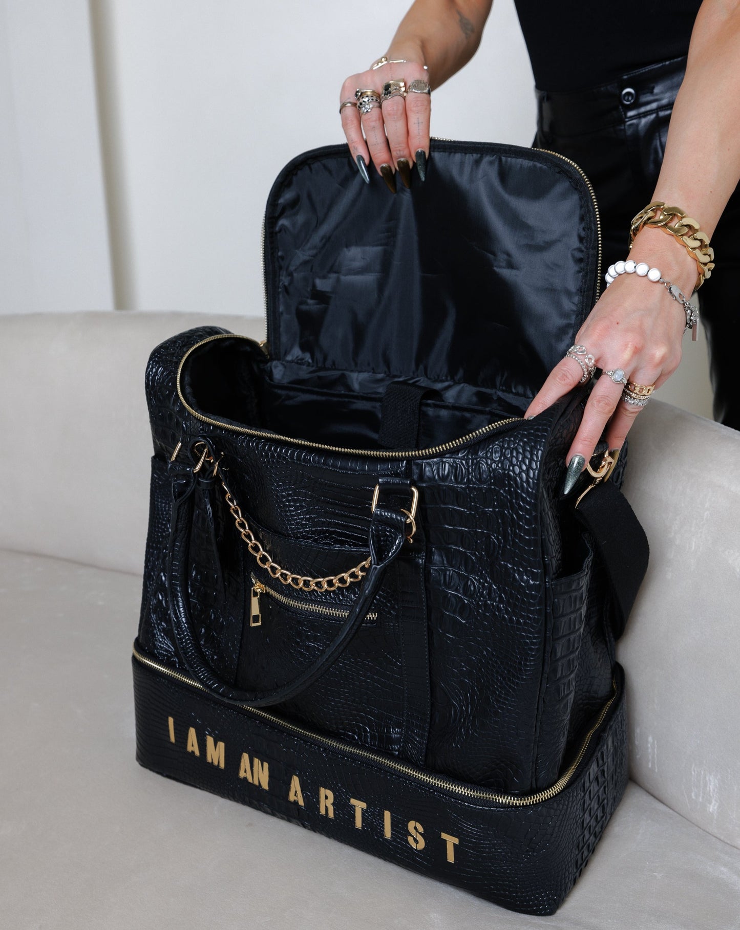 Artisan Series: Artemis “I Am An Artist” Black Vegan Leather Luxury Tote Bag