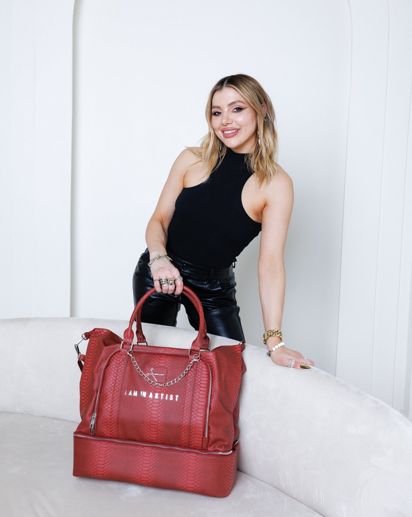 Artisan Series: Artemisa “I Am An Artist” Red Vegan Leather Luxury Tote Bag