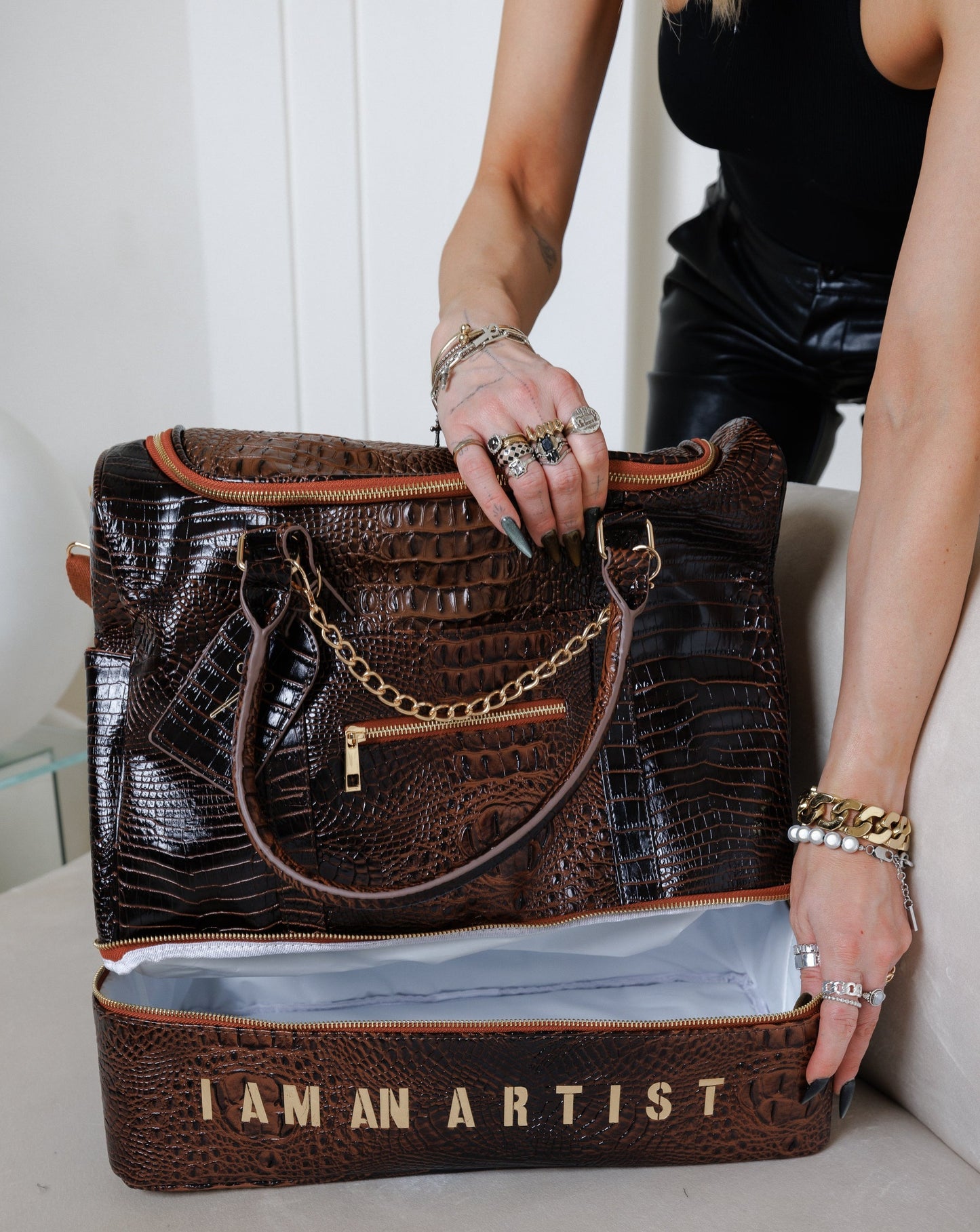 Artisan Series: Artem “I Am An Artist” Brown Vegan Leather Luxury Tote Bag