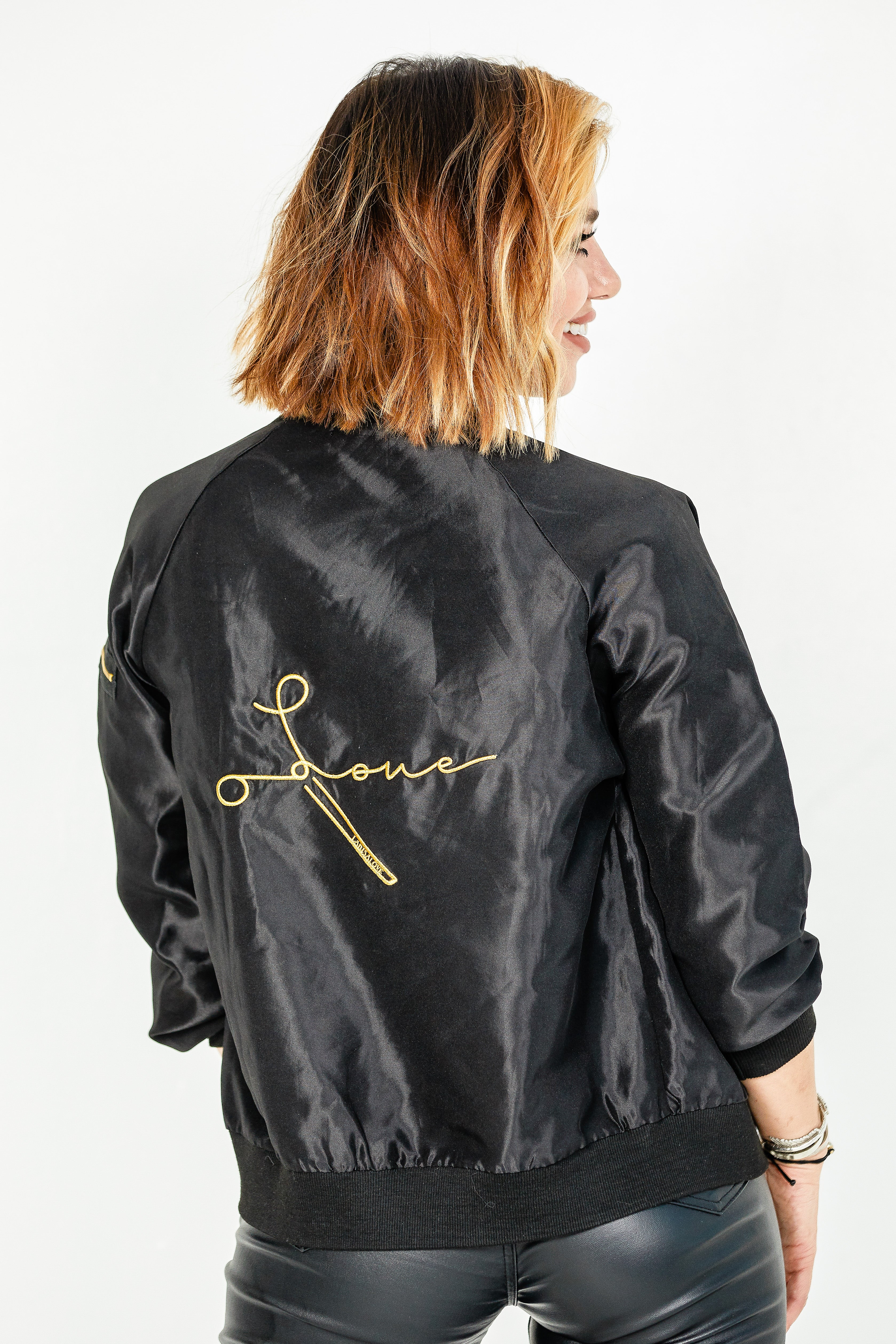 Bomber jacket gold online zipper